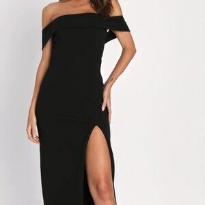 Lulus Enchanting Romantic Black Off-the-Shoulder Maxi Dress Size Large